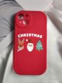 Babi Brunelio 1pc Red Mobile Phone Shell Soft Protective Cover With Christmas Pattern Print, Shockproof Design With Full Coverage