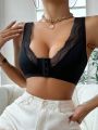 Contrast Lace Hook And Eye Bra