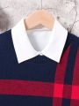 Boys' Colorblock Checked Sweater