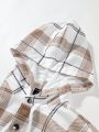 Manfinity Hypemode Men's Plaid Hooded Flap Pocket Checked Jacket