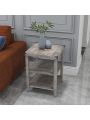 Farmhouse End Table, 3-Tier Side Table Small End Table with Storage Shelf for Small Space, Wood Nightstand for Living Room Office Bedroom