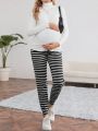 SHEIN Maternity Striped Adjustable Waist Pants
