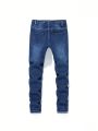 Tween Boys' Elastic Waist Ripped Jeans With Faded Effect