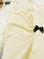 SHEIN Kids FANZEY Cute Bow Knot Tie Decor Girls' T-Shirt