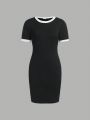 Teenage Girls' Casual Simple College Style Colorblock Dress