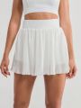 SHEIN Daily&Casual Ladies' Solid Color Pleated Athletic Mini Skirt