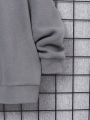 SHEIN Tween Boy Embroidery Letter Pattern Drop Shoulder Hoodie & Sweatpants