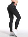 Running Tights High Stretch Softness Tummy Control Training Tights With Side Pocket