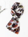 1 Halloween Gift Retro Style Skull Flower Print Voile Scarf That Can Be Used As A Headscarf