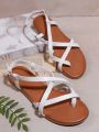 Fashionable Women's Solid Color Flat Sandals