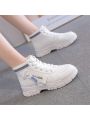 Fashionable High Top Motorcycle Boots For Women, Sporty And Versatile, Autumn And Winter