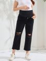 SHEIN Distressed Maternity Jeans