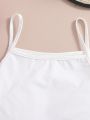 SHEIN Kids HYPEME 2pcs/Set Tween Girls' Casual Vest And Shorts Suit