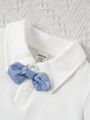 Baby Boys' Casual Short Sleeve Romper With Bowtie Collar For Spring/Summer Daily Wear