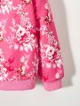 SHEIN Kids Nujoom Girls' Printed Floral Plush Lined Jacket