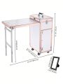 BYOOTIQUE Foldable Rolling Manicure Table Nail Desk Makeup Train Case Cosmetic Trolley Travel Storage Organizer Nail Tables with 4 Drawers Mirror & Speaker for Technician Workstation Mua Salon