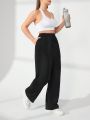 SHEIN Outdoor Mountain Plus Size Solid Color Drawstring Sports Pants