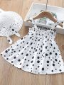 Baby Girls' Polka Dot Printed Spaghetti Strap Dress