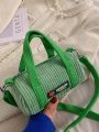 Fashionable & Simple Green Corduroy Women's Handbag