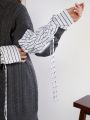 Luxe Womens Shirt Combo Oversized Sweater Dress