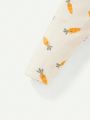 Cozy Cub Baby Girl Snug Fit Knit Carrot Pattern Cartoon Short Sleeve Top & Footed Pants Home Wear Pajama Set