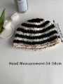 1pc Multicolor Women's Sweet Polka Dot & Striped Knitted Fisherman Hat, Suitable For Daily Wear And Ins Style