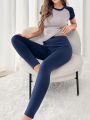 Women's Color Block Top And Leggings Thermal Set For Warmth