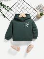 Baby Girls' Casual Patterned Long-sleeve Hooded Sweatshirt, Suitable For Autumn And Winter