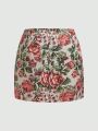 SHEIN MOD Plus Size Women's Floral Print Skirt