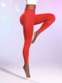 SHEIN Leisure Solid Color High Waist Sports Leggings