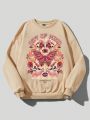 SHEIN EZwear Plus Butterfly & Slogan Graphic Drop Shoulder Sweatshirt
