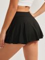 Daily&Casual Solid Color Asymmetrical High-Waisted Skorts For Women's Sports