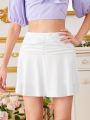 Solid Color Pleated Skirt For Teen Girls