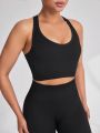 Yoga Basic Seamless Women's Black Sports Crossed Back Vest