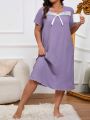 Romantic Lace Purple Plus Size Women's Nightgown