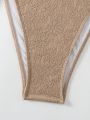 SHEIN Swim Vcay Bead Detail Side Lace Up Triangle Cup Plus Size Bikini Swimsuit