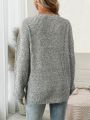 SHEIN Maternity Notched Neck Drop Shoulder Sweater