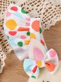 Baby Girl Fun Polka Dot Rabbit Printed Overalls Bodysuit