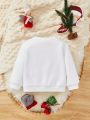Baby Girls' Casual Cartoon Pattern Long Sleeve Round Neck Sweatshirt, Suitable For Autumn And Winter