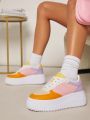 Colorblock Lace Up Front Flatform Sneakers