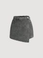 SHEIN Teen Girl's Casual Mid Waist Denim Skirt Pants
