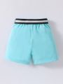 SHEIN Kids FANZEY Young Boys' Belted Pocket Shorts