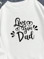 Girls' Youth Warm Lined Round Neck Sweatshirt With English Lettering Print