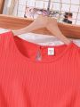 Teen Girls' Red Festive Puff Short Sleeve Dress