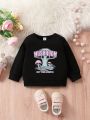 Baby Girl Letter & Mushroom Graphic Sweatshirt