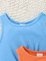 SHEIN Baby Girl Casual Summer Solid Knit Twist Knot Tank Top
