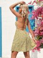 SHEIN WYWH Vacation Floral Print Backless Cami Dress