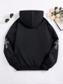 Teenage Girls' Hooded Sweatshirt With Zipper Closure, Cross Rhinestone Design, Streetwear Style