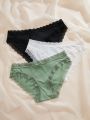 Ladies' Solid Color Lace Trimmed Triangle Panties