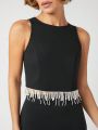 Muted Faux Pearl Fringe Top & Skirt Set